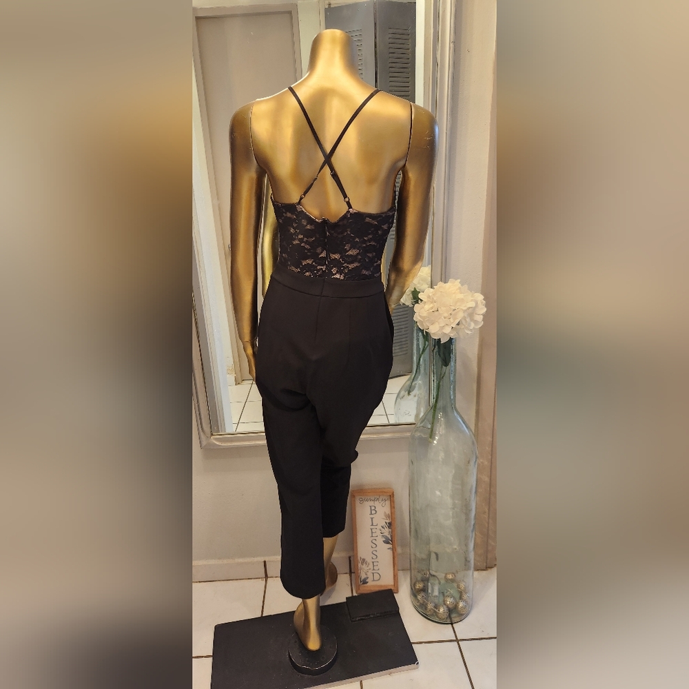 Express Black Jumpsuit with Elegant Lace Detailing - Picture 11 of 16